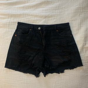 AE Comfort Stretch Waistband Black Denim Shorts